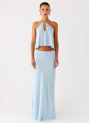 Mena Chiffon Spot Top - Blue