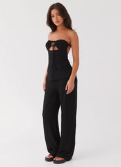 Jadey Waffle Pants - Black