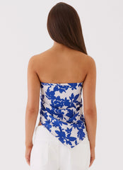 Chelsea Scarf Top - Blue Floral