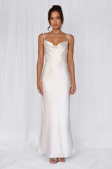 Rose Pink The Penelope Cowl Satin Maxi Dress Pearl