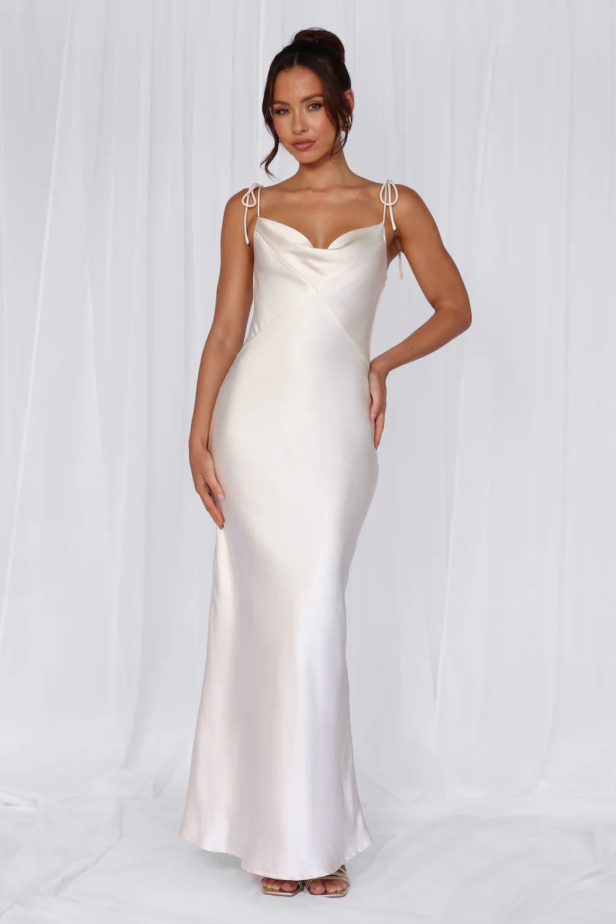 Rose Pink The Penelope Cowl Satin Maxi Dress Pearl