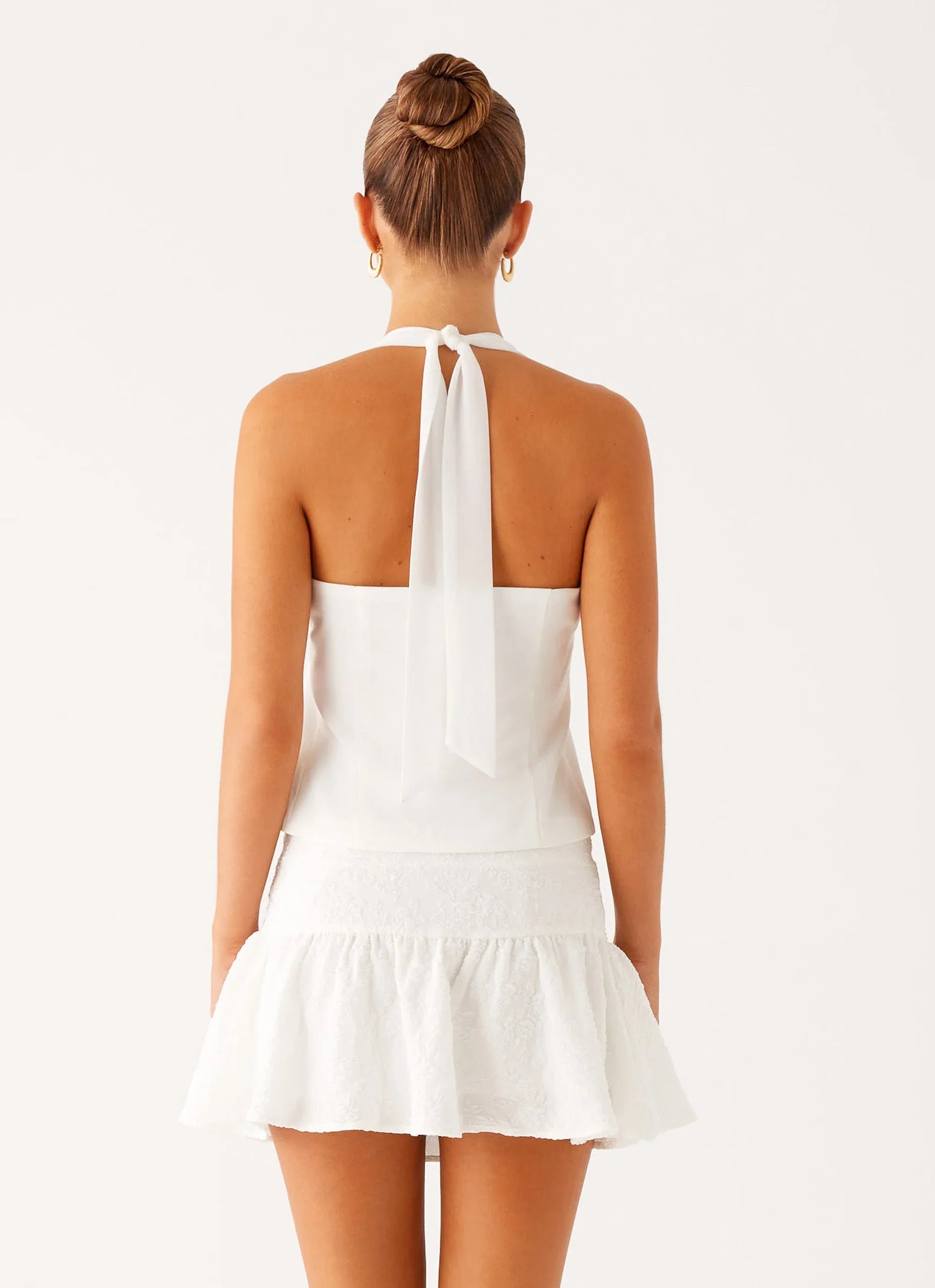Lets Pretend Halterneck Top - White