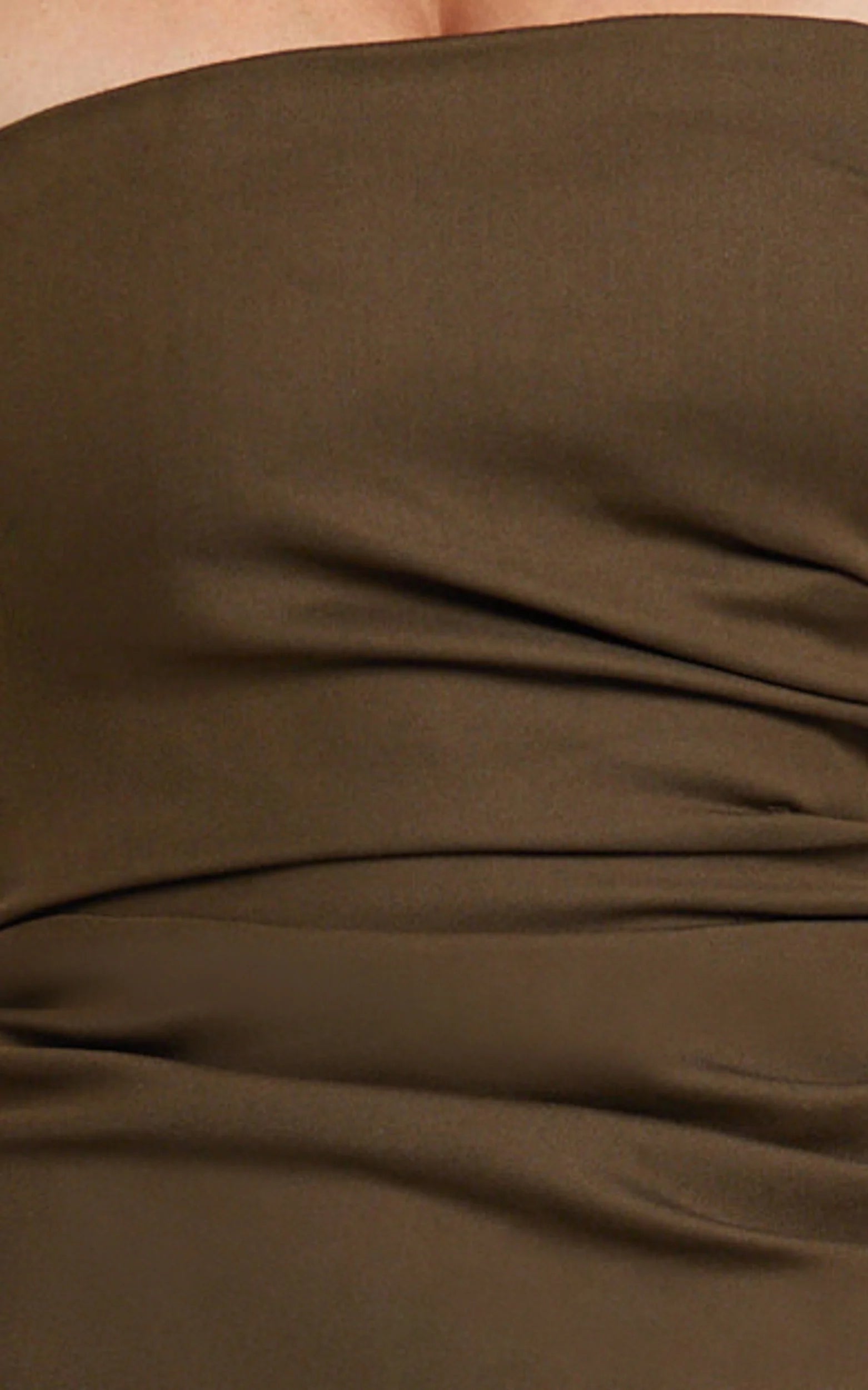 Jamie Maxi Dress - Strapless Ruched Fitted Column Dress in Chocolate