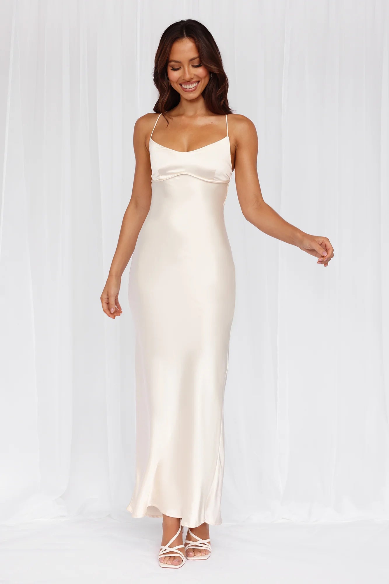 Rose Pink The Samara Satin Maxi Dress Pearl