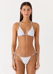 Mommae Halter Bikini Top - White Polkadot