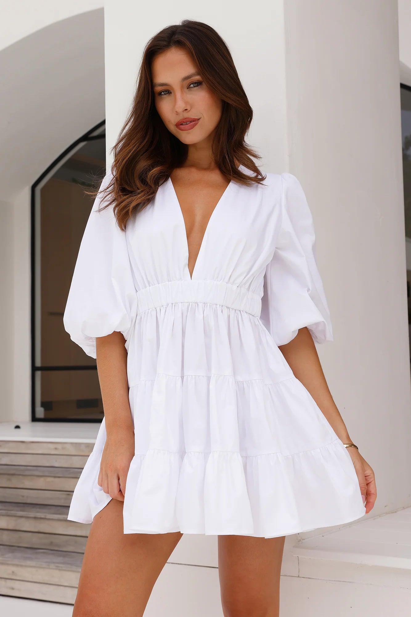 Rose Pink Sweetest Treat Mini Dress White