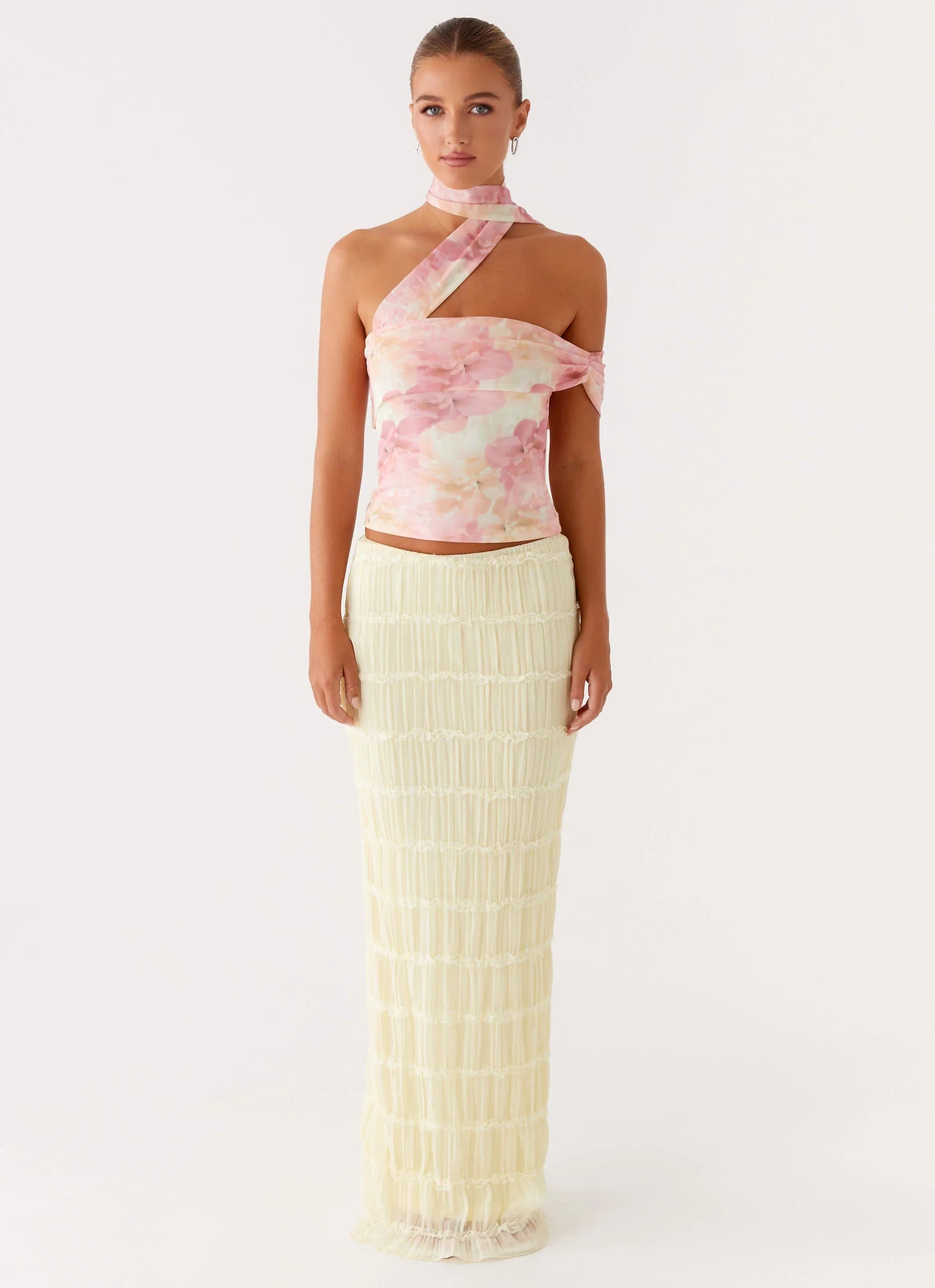 Christal Scarf Top - Floral Print