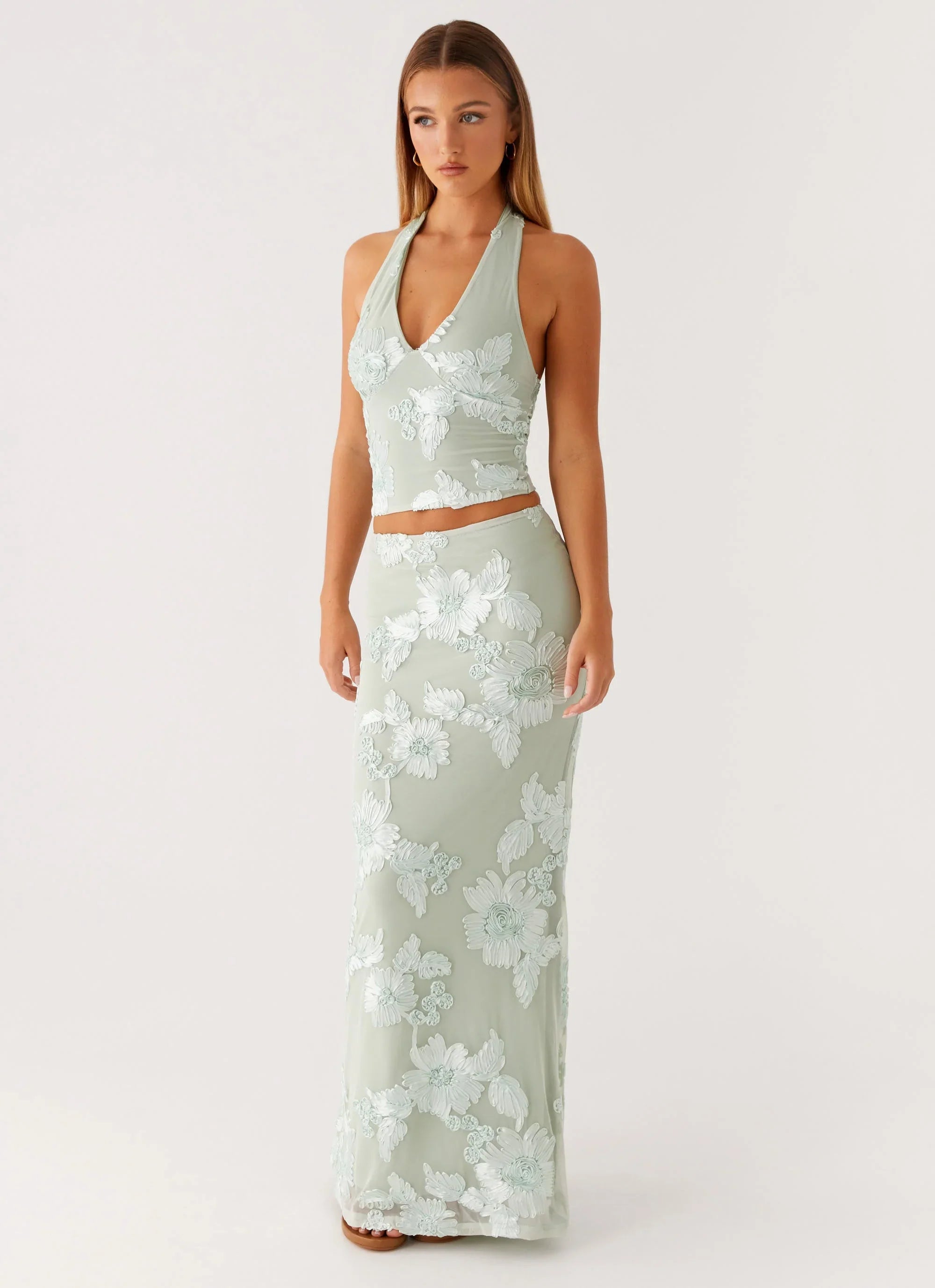Radiate Halterneck Top - Sage