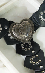 Xandy Belt - Heart Chunky Statement Belt in Black