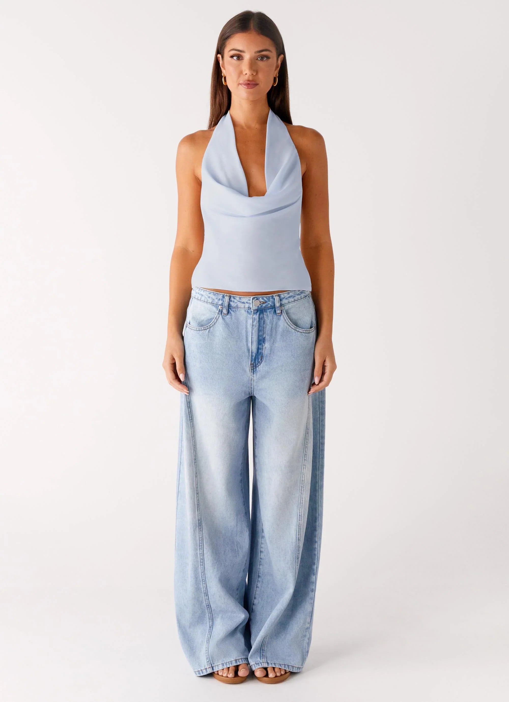 Charli Cowl Top - Blue