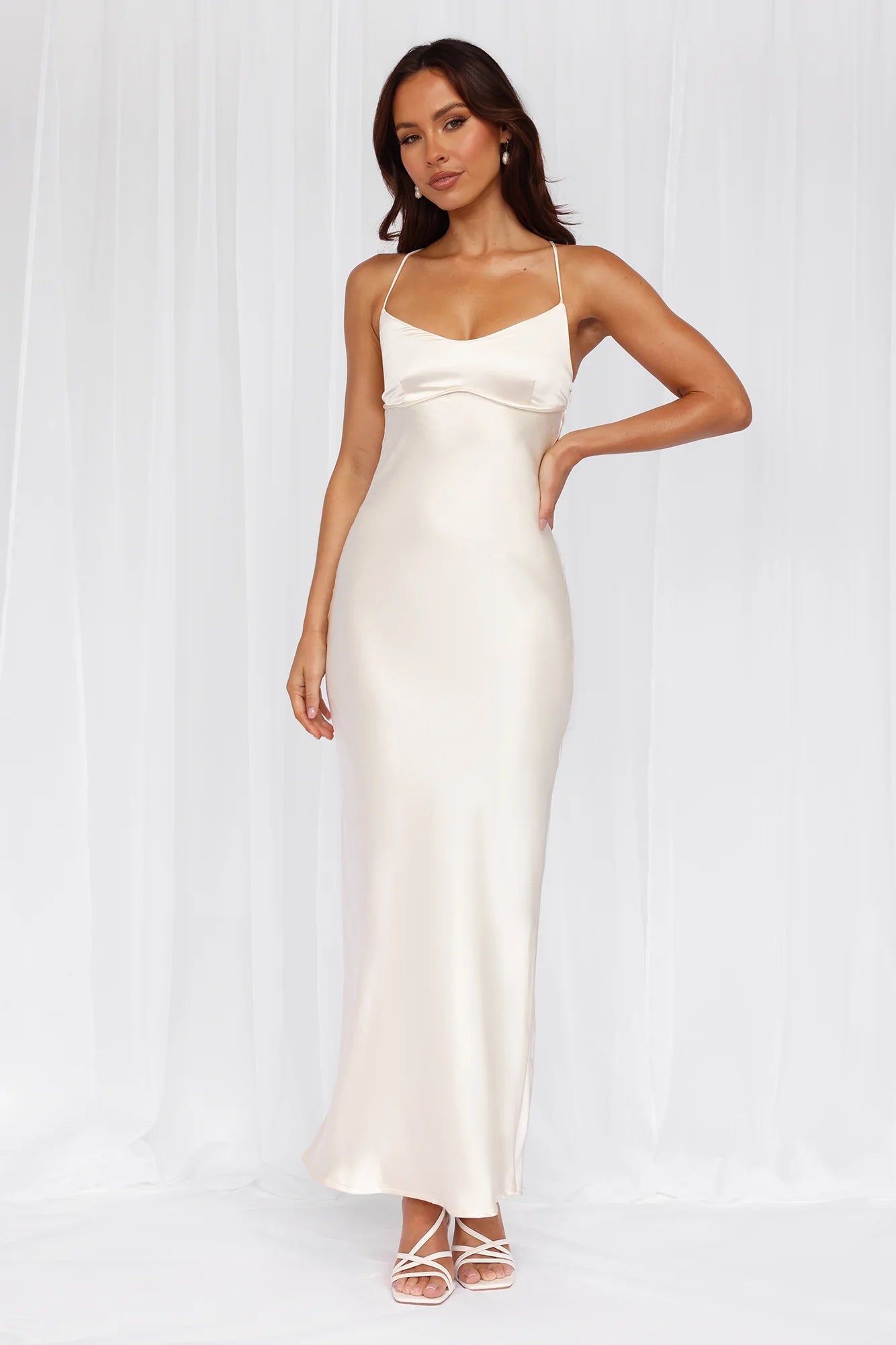 Rose Pink The Samara Satin Maxi Dress Pearl