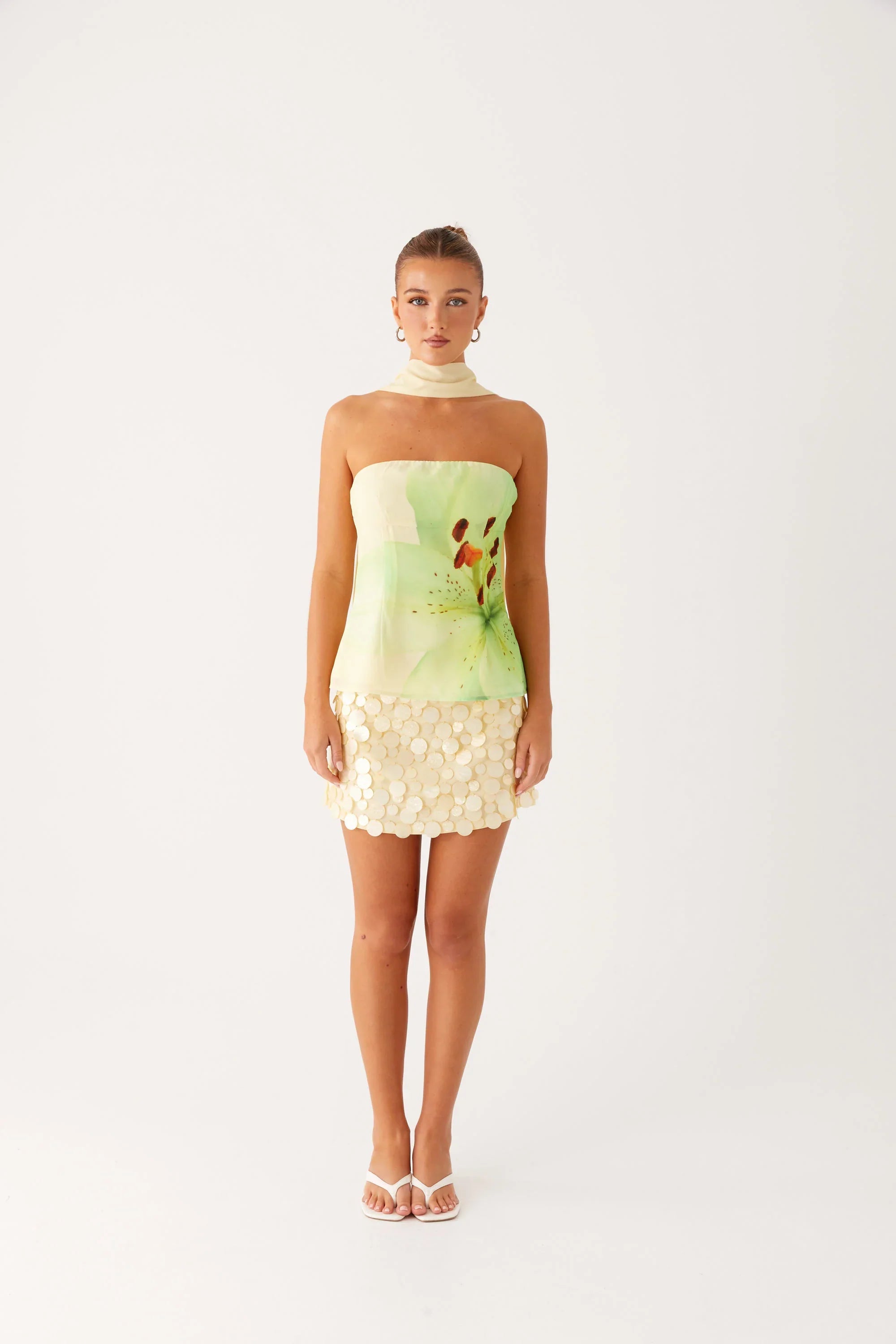 Blaise Scarf Top - Yellow Floral
