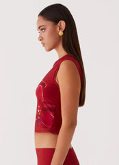 Waiting for Dawn Mesh Top - Rosa