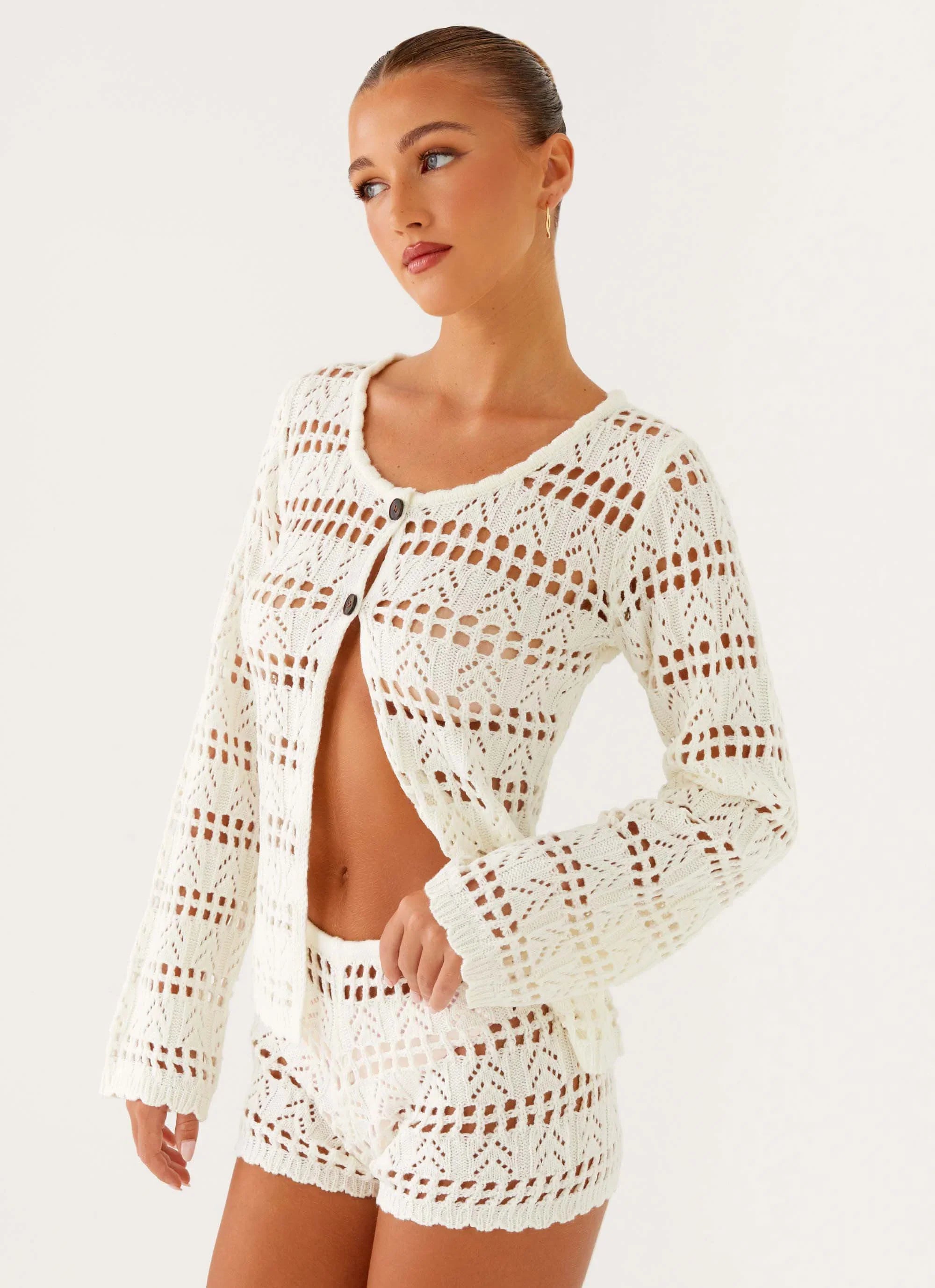 Baylock Crochet Shorts - White